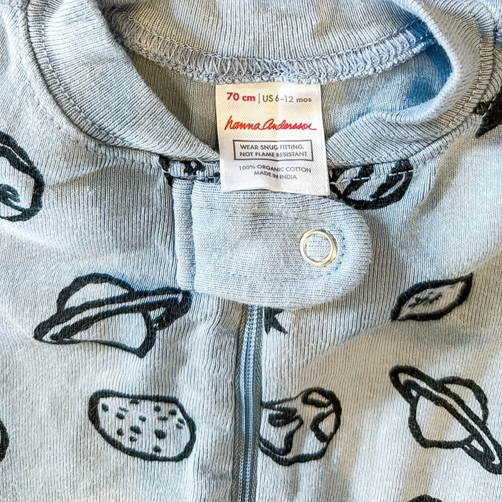 Hanna Andersson Planet Print Zip Sleeper Pajamas 6-12M Organic Cotton